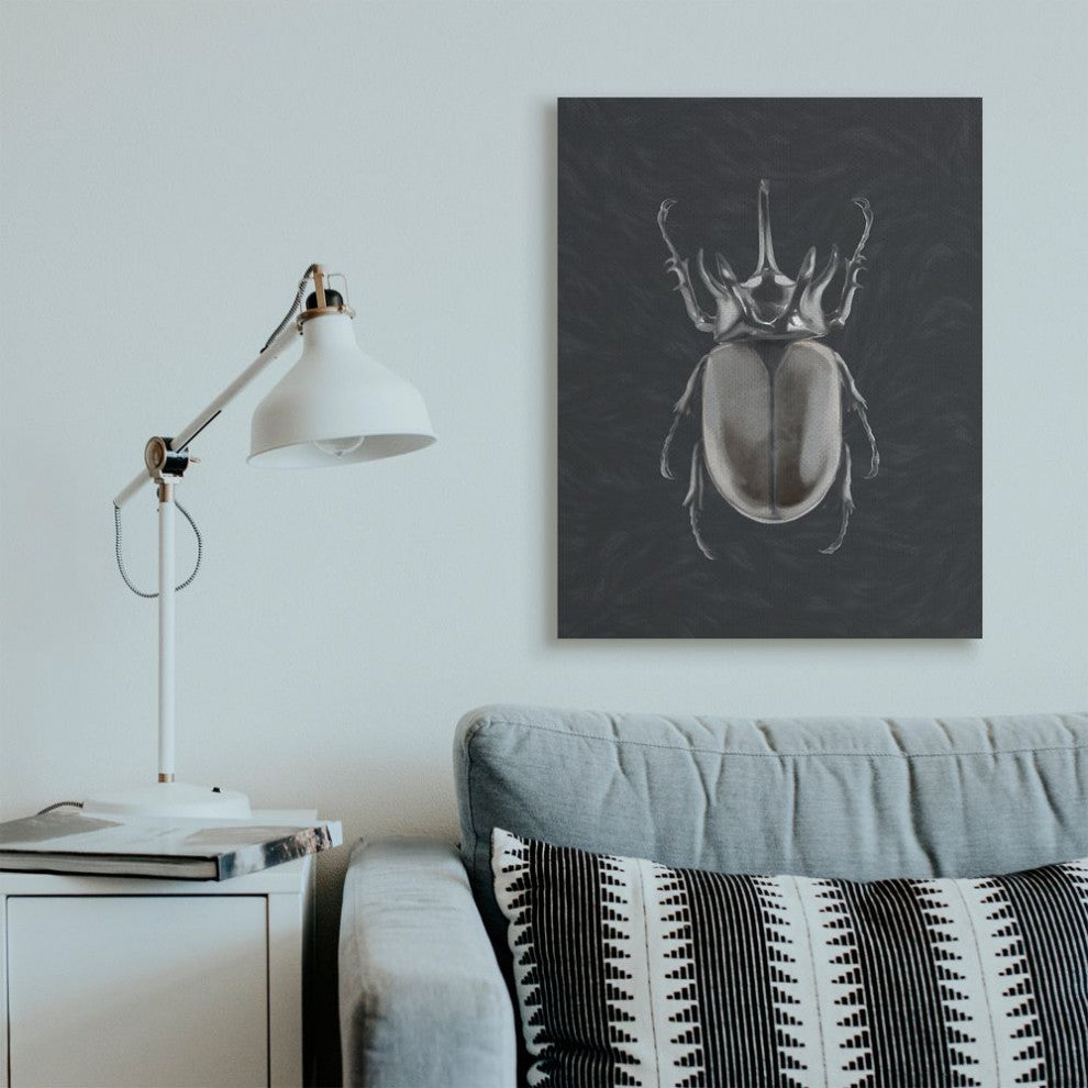 Horned Beetle Black Reflective Minimal Bug Insect Art,1pc, each 30 x 40