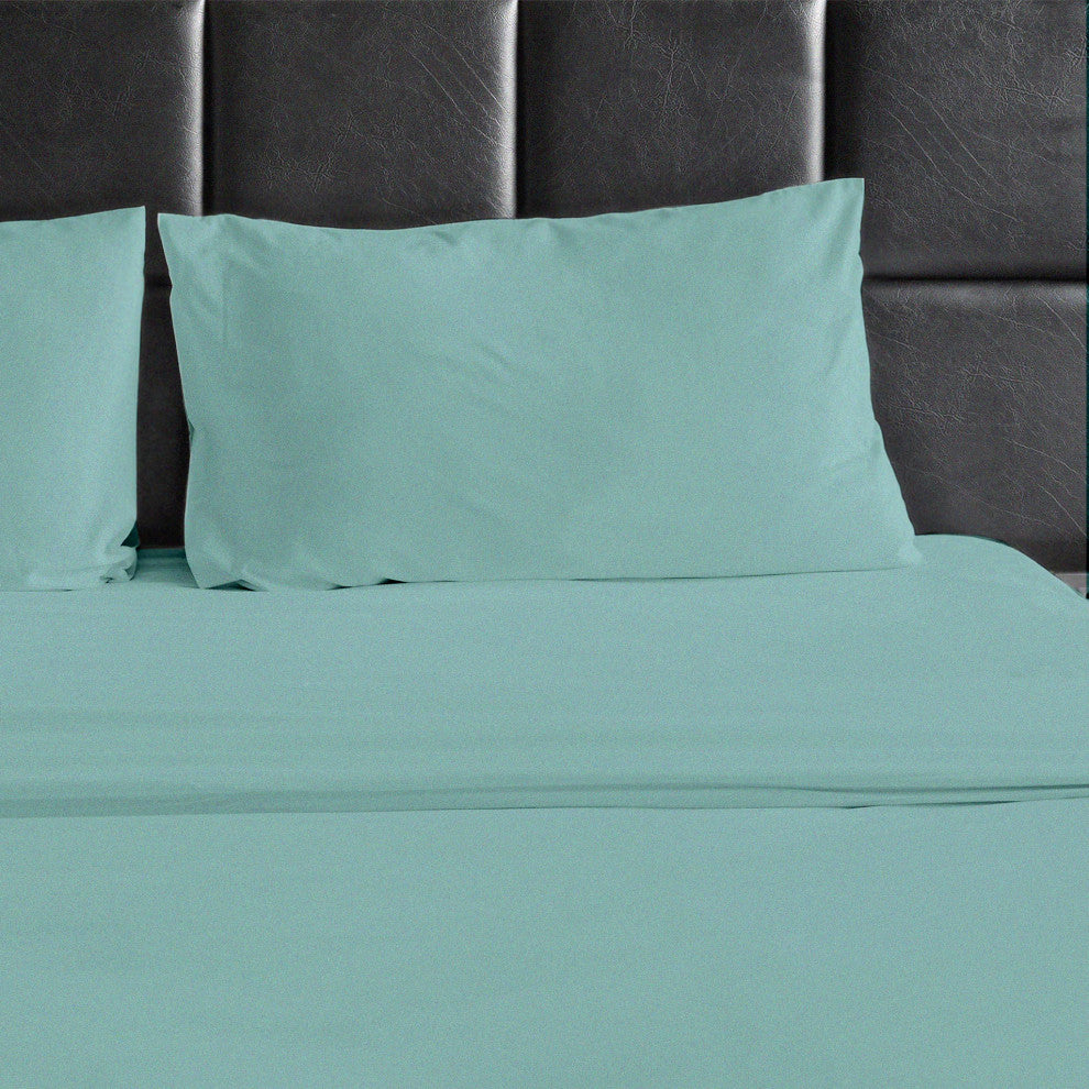 Bluff City Bedding, 1800 Thread Count 4-Piece Set, Aqua Blue, Cal King/King