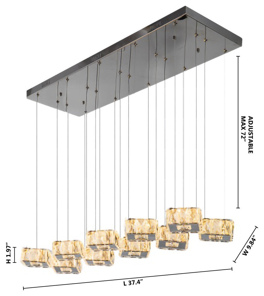 10-Light Chrome LED Crystal Chandelier