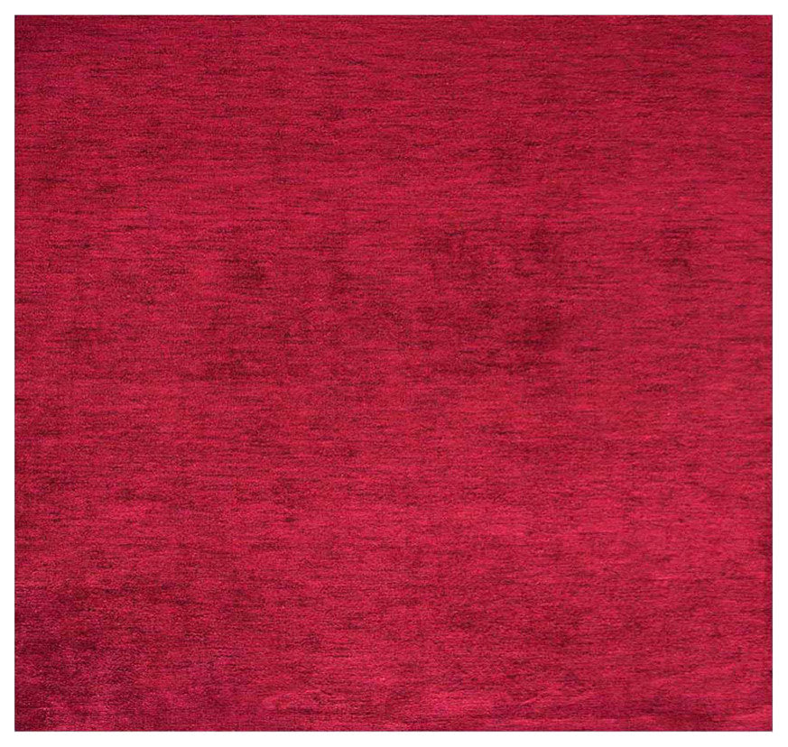 Hand Knotted Loom Silk Area Rug Solid Dark Red