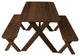 Cedar Cross-Leg Table with 2 Benches, Mushroom Stain, 5 Foot