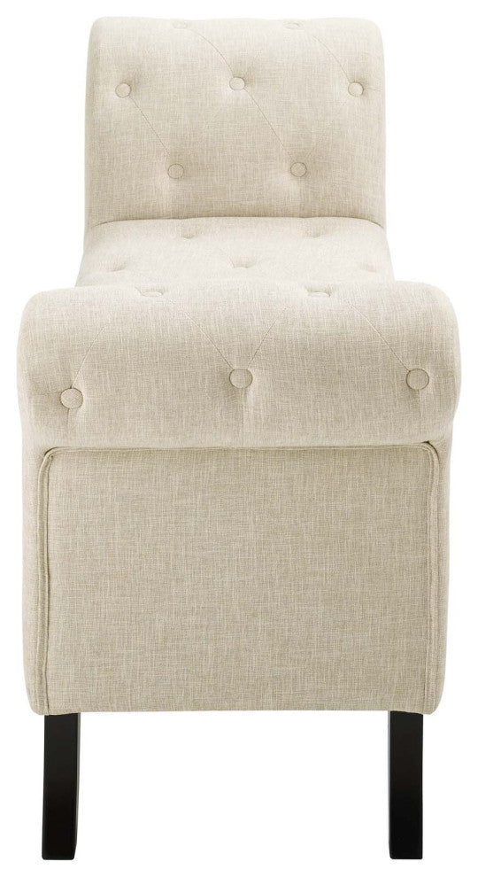 Modern Designer Living Room Lounge Club Lobby Accent Chair Bench, Fabric, Beige