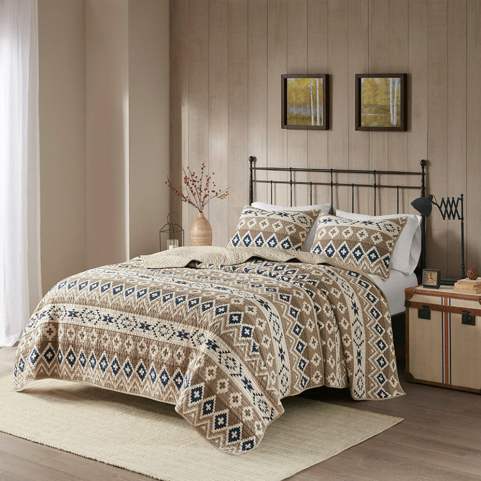 Woolrich Montana Printed Cotton Oversized Quilt Mini Set, Tan