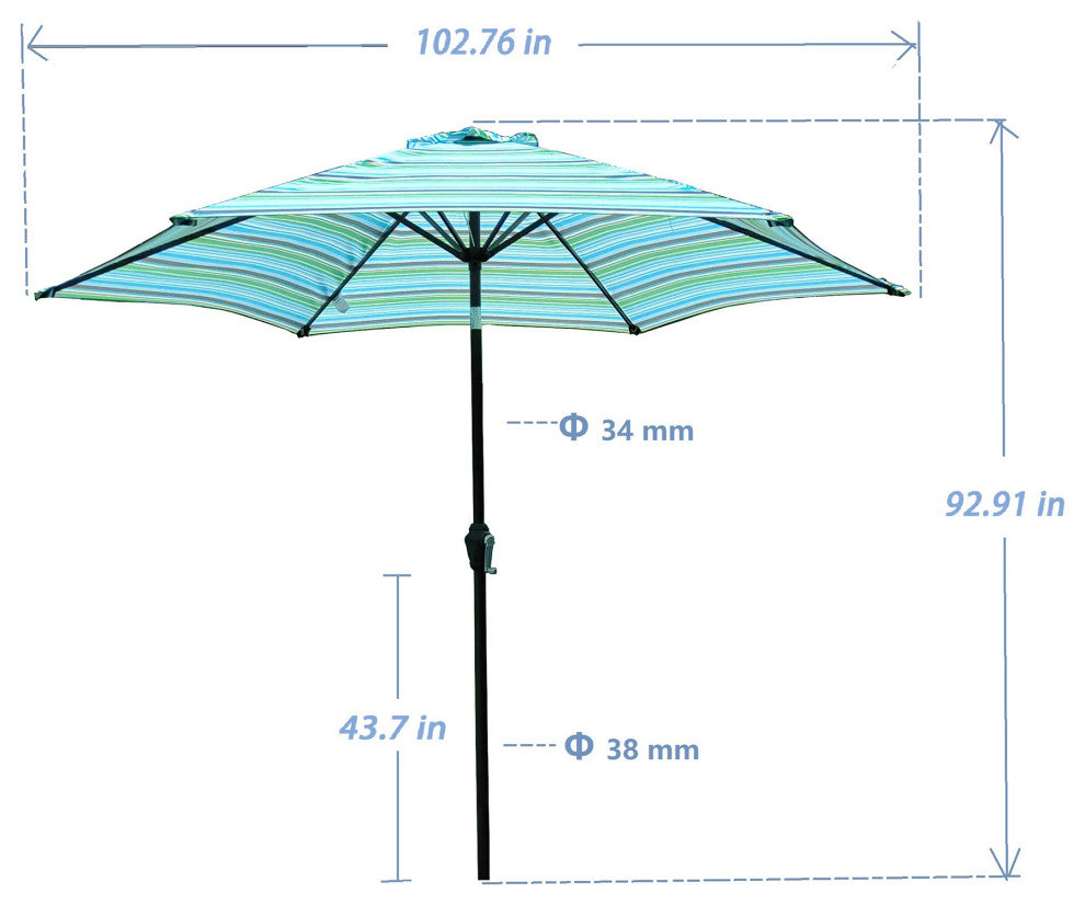 9' Outdoor Patio Steel Market Umbrella With Push Button Tilt and Crank, Green
