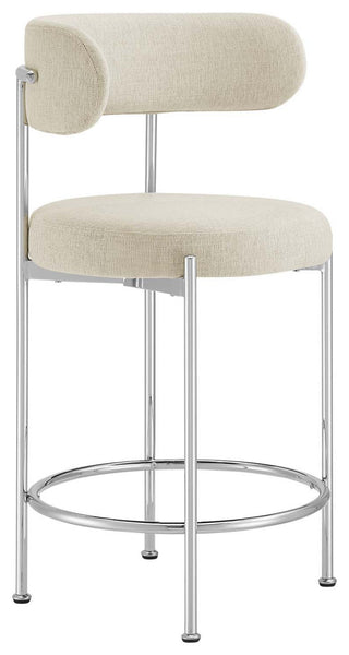 Albie Fabric Counter Stools - Set of 2 - Beige Silver