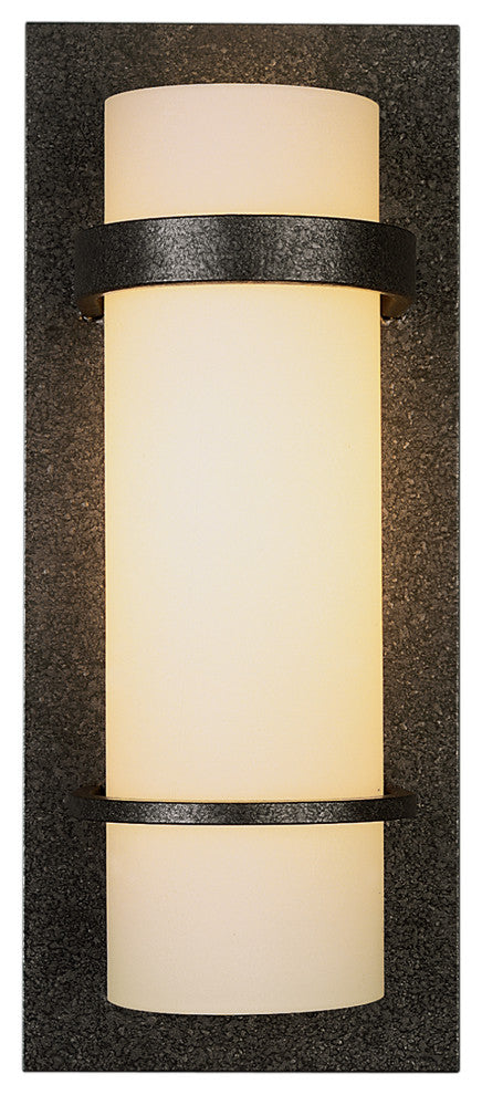 Banded Sconce, Natural Iron Finish, Opal Glass