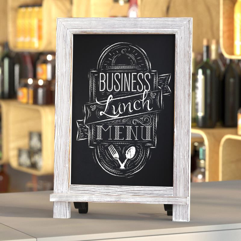 Canterbury Magnetic Chalkboard WithMetal Scrolled Legs, Hang or Countertop Board, White Wash