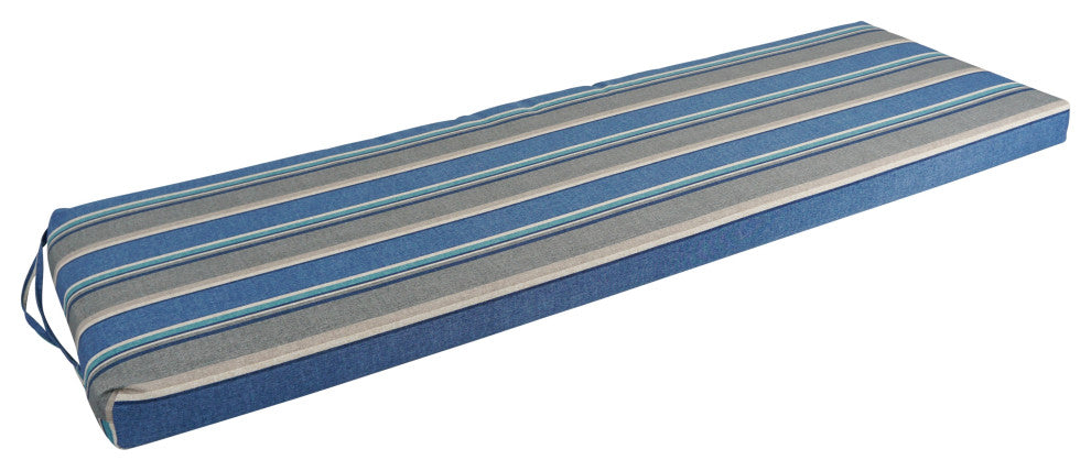 63"X19" Patterned Outdoor Spun Polyester Bench Cushion, Sovaro Denim
