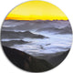 Yellow Sky And Foggy Mountains, Landscape Round Wall Art, 23"
