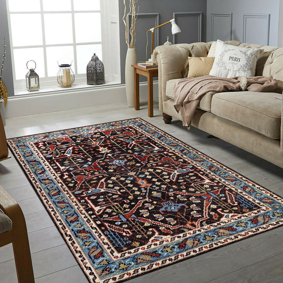 Hand-Knotted Wool Brown/Blue Traditional Classic Bidjar Collection Rug, 8'x10'
