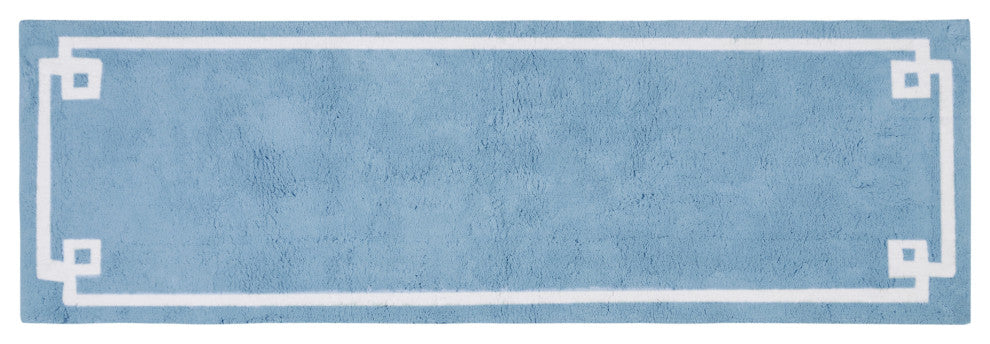 Madison Park Evan High Pile Bordered Bathroom Rug, Blue, Blue, Runner