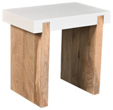 Kerry 20" Rectangular End Table Mango Wood Sled Base White Brown