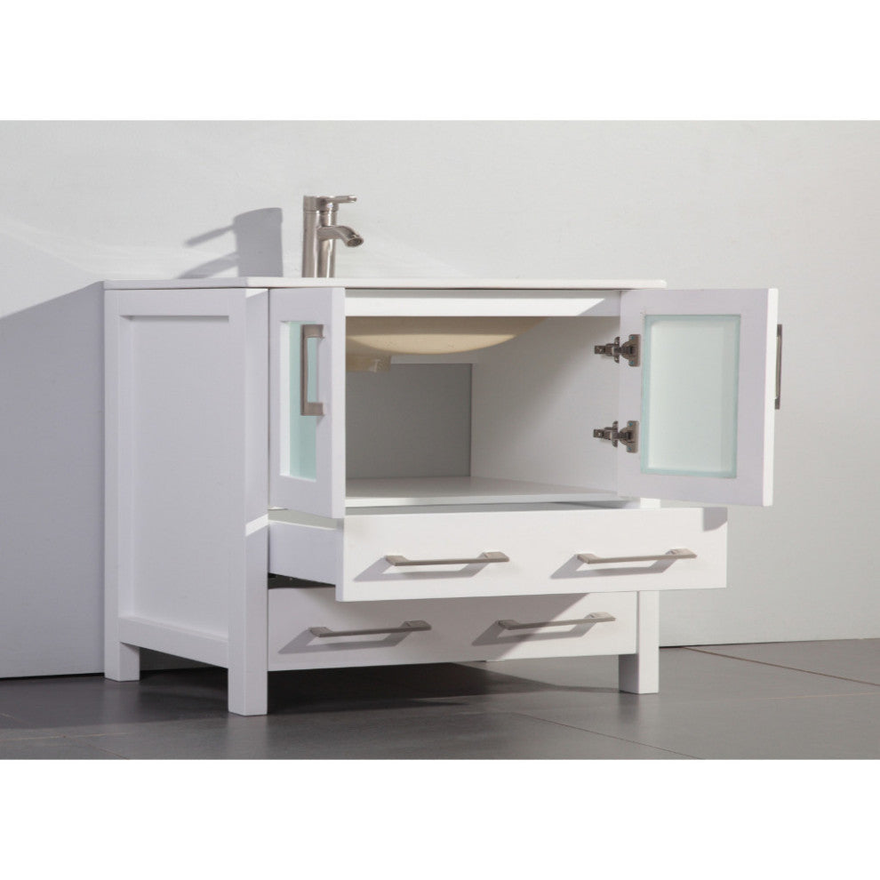Vanity Art Vanity Set With Ceramic Top, 96", White