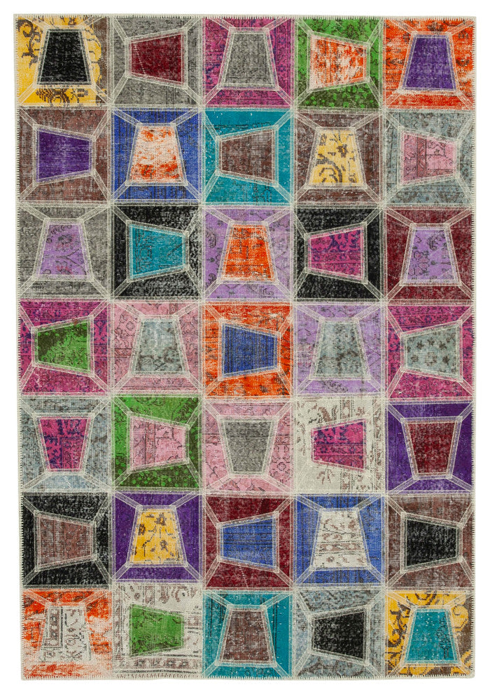 Rug N Carpet - Hand-Knotted Oriental 6' 3" x 9' 1" Over-dyed Patchwork Area Rug