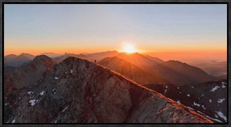 "Running On The Ridge" Framed Canvas Giclee by Ales Krivec, 23x12"