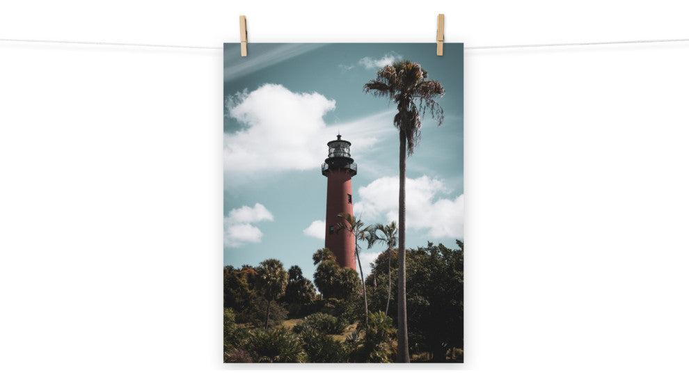 Jupiter Lighthouse Colorized Coastal Landscape Photo Unframed Wall Art Print, 18" X 24"