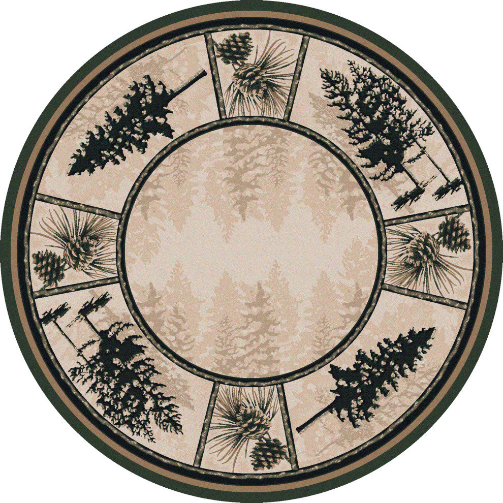 Stoic Pines, Beige, 8' Round