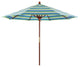 9' Square Push Lift Wood Umbrella, Sunbrella, Seville Seaside