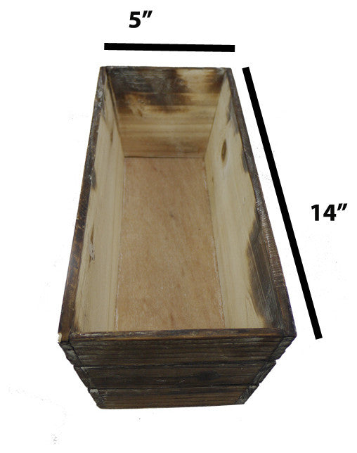 14" Wood Triple Rectangle Wood Planter