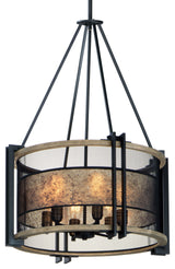 Maxim 27565 Boundry 6 Light 24"W Mica / Mesh Drum Chandelier - Black / Barn