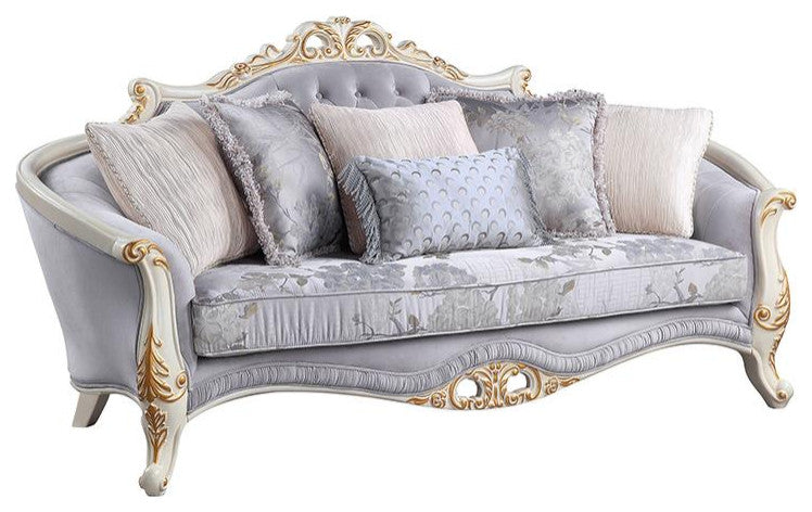 Lv00254 Sofa With 6 Pillows, Gray Fabric Galelvith