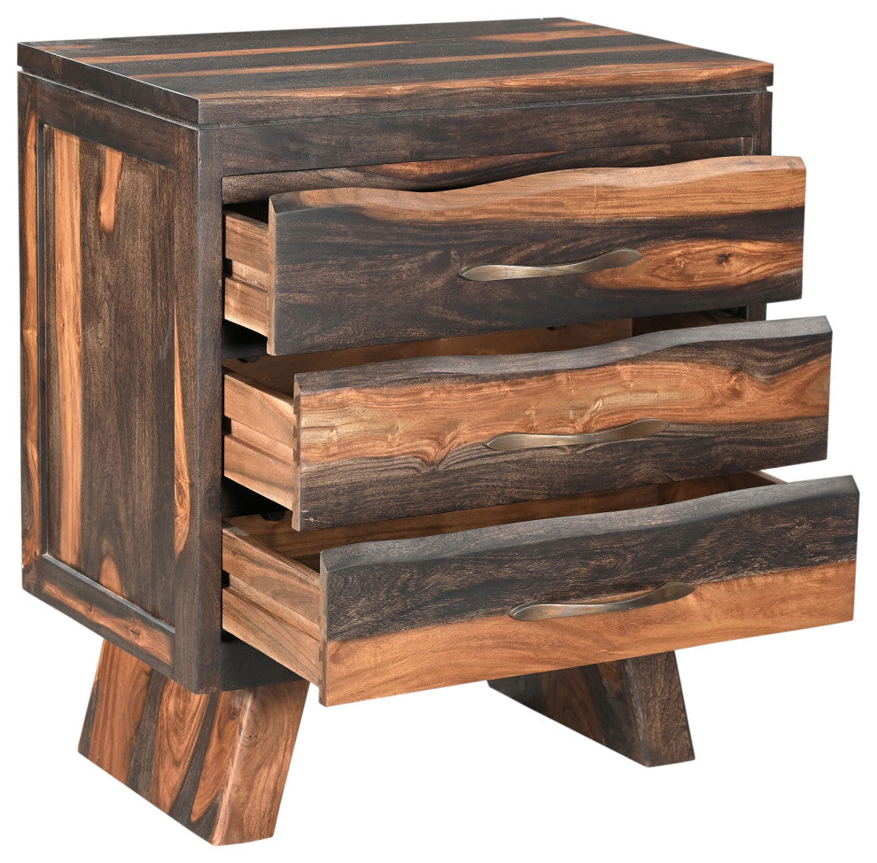 Aubrey 3-drawer Live Edge Wood Nightstand