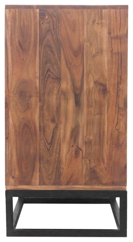 Modern Acacia Wood Dresser or Display Unit With Metal Base Walnut Brown/Black