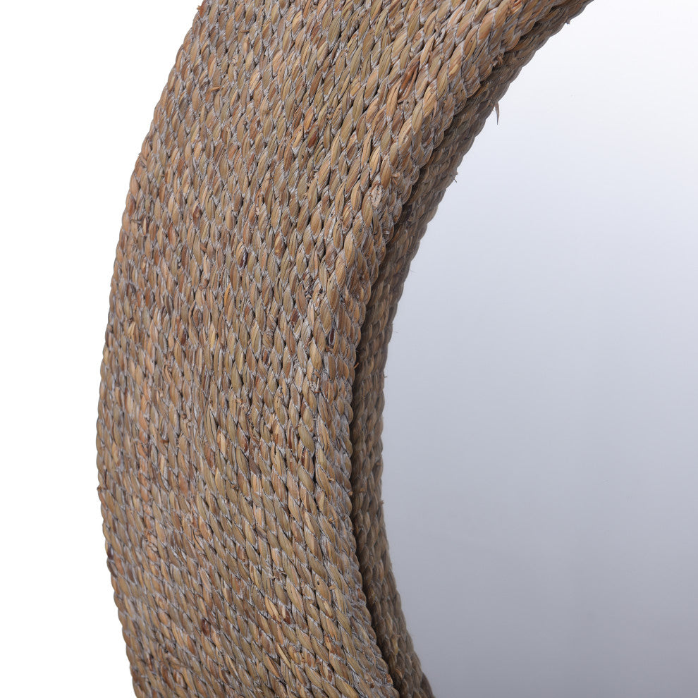 Harper Whitewashed Round Wall Mirror With Rope Detail