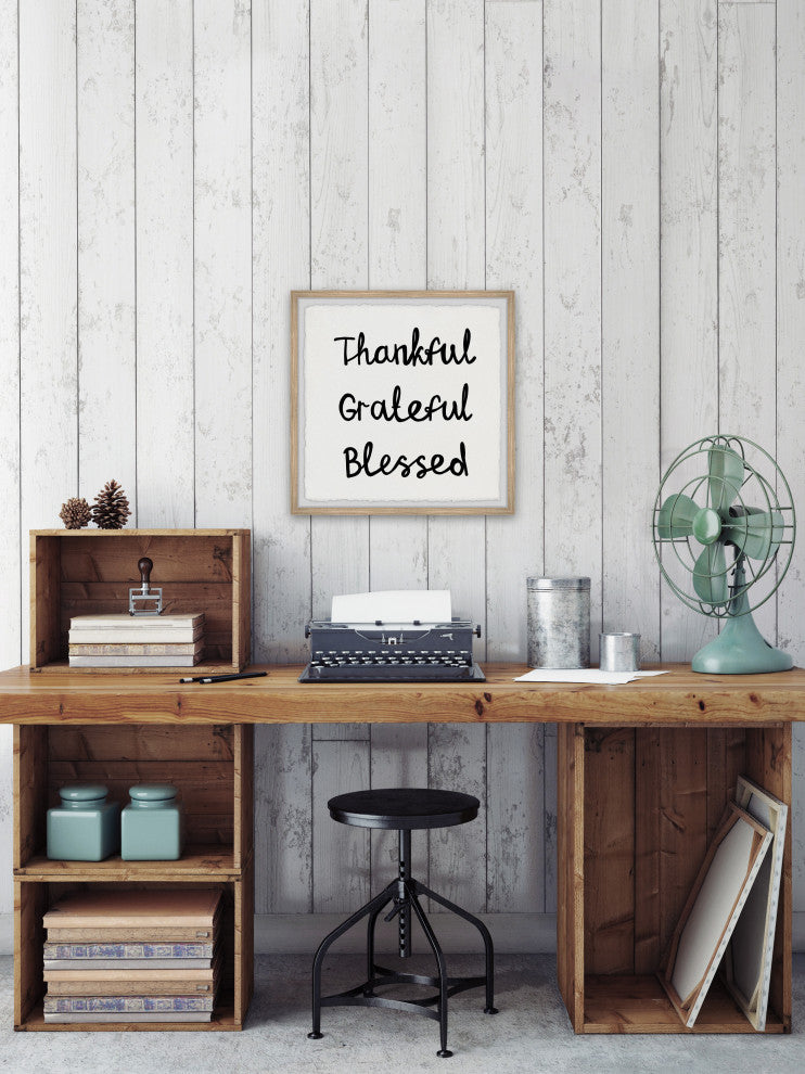 "Grateful and Blessed" Framed Painting Print, 18x18