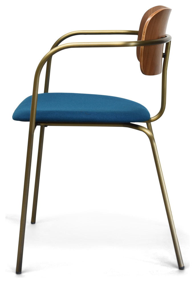 Cameron Dining Chair, Blue with Bronze Leg, Set of 2
