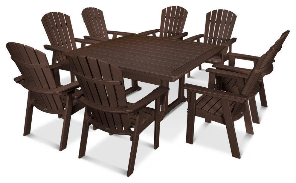 POLYWOOD Nautical Adirondack 9-Piece Trestle Dining Set