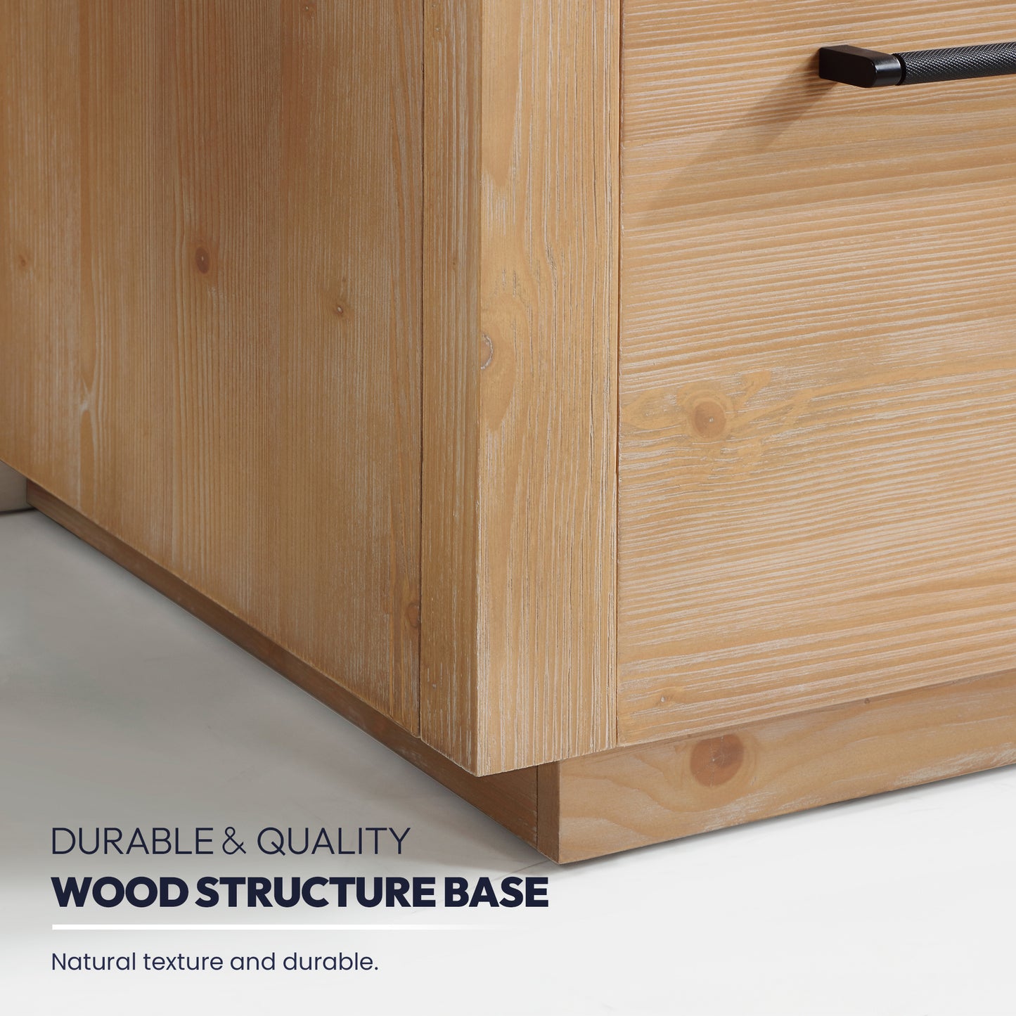 San Bath Vanity with Stone Top, Fir Wood Brown, 60" Double Sink, Double Vanity, No Mirror