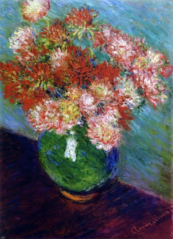 Claude Oscar Monet Vase of Chrysanthemums, 18"x27" Wall Decal