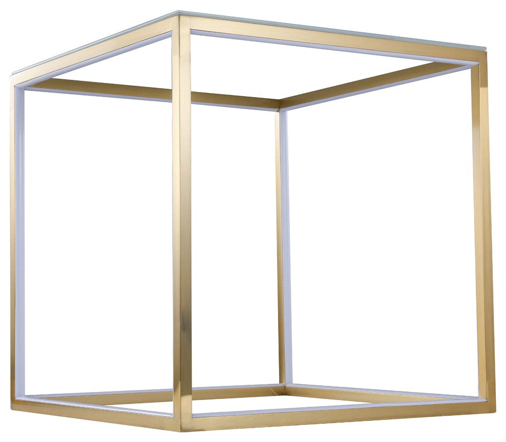 Gold Aluminum Frame LED Side Table Lamp With Clear Glass Top