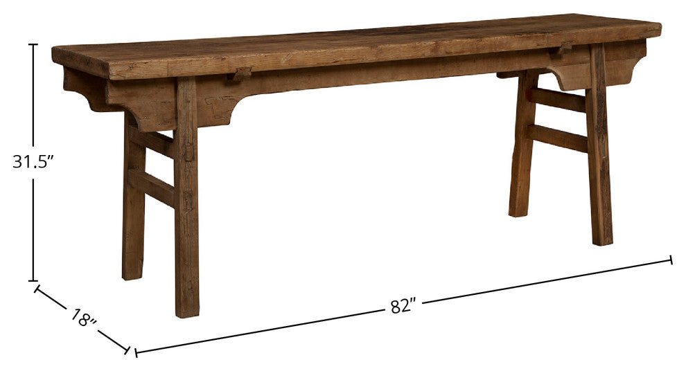 Large Peasant 82" Wide Antique Elm Console, Natural