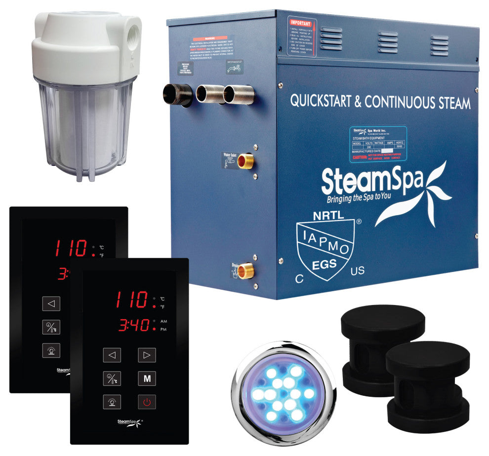 SteamSpa RYT1200 Royal 12 KW QuickStart Steam Bath Generator - Matte Black