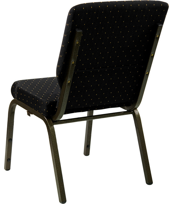 18.5''W Stacking Chair in Black Dot Patterned Fabric-Gold Vein Frame