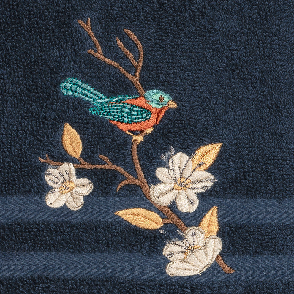 Linum Home Textiles Spring Time Embellished, Midnight Blue, Hand Towel, 2-Piece