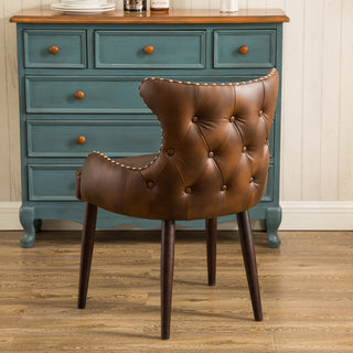 Gewnee Viking Tufted Button Back barrel chair with Nailhead, Brown