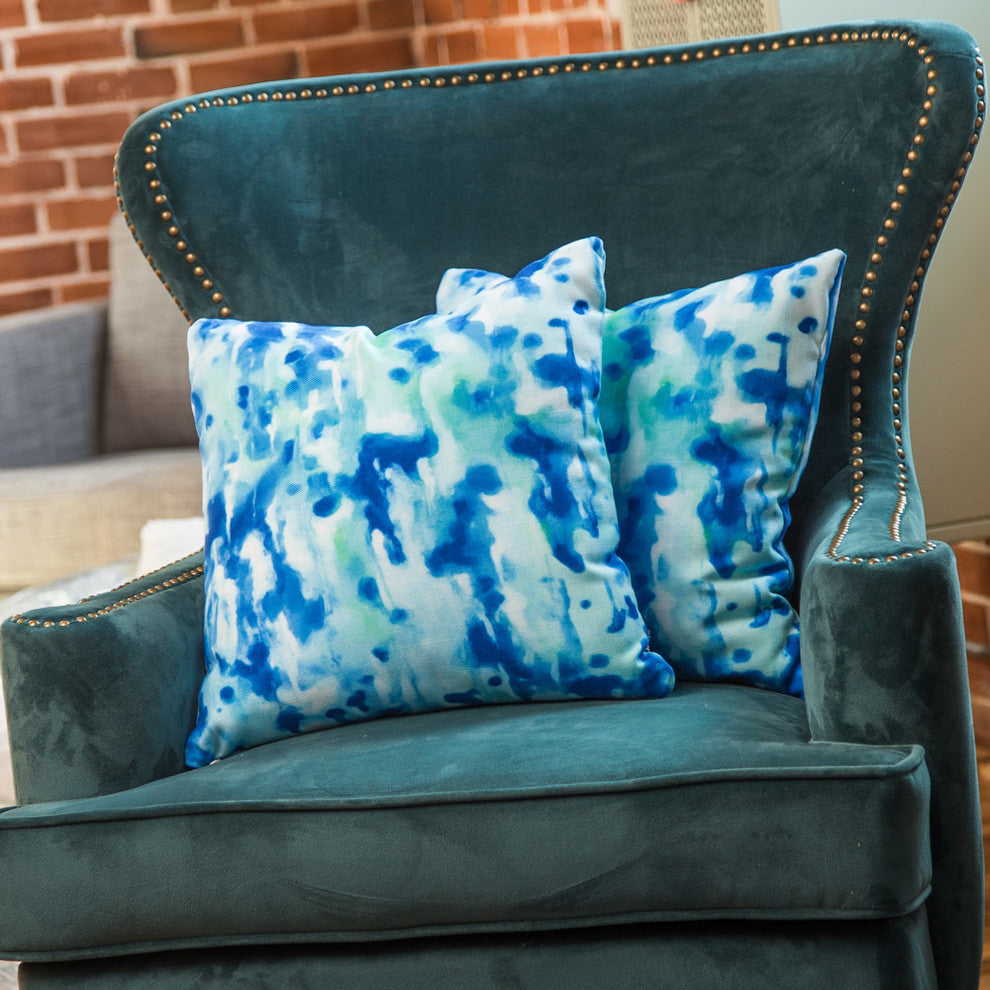 Rosie Brown Blue On Blue Outdoor Throw Pillow, 26x26x7
