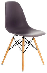 DSW Gray Mid Century Modern Plastic Dining Shell Chair, Wood Eiffel Legs, Gray