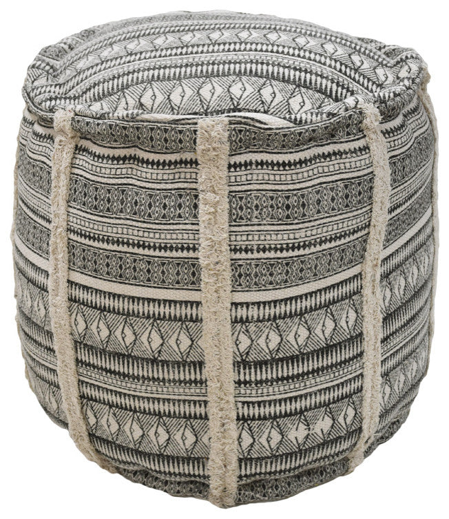 Contemporary Handmade Cotton Pouf, 14x14x14