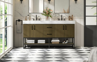 Home Living 60" Double Bathroom Vanity, Chestnut Brown