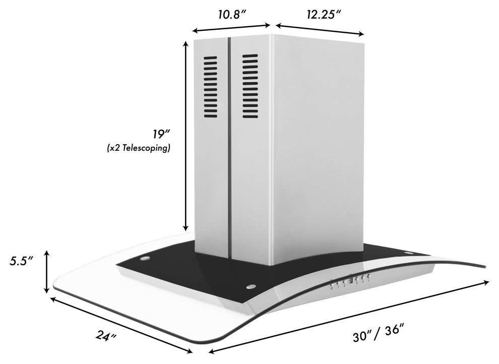 ZLINE 30 in. Island Range Hood, Stainless Steel, GL5i-30