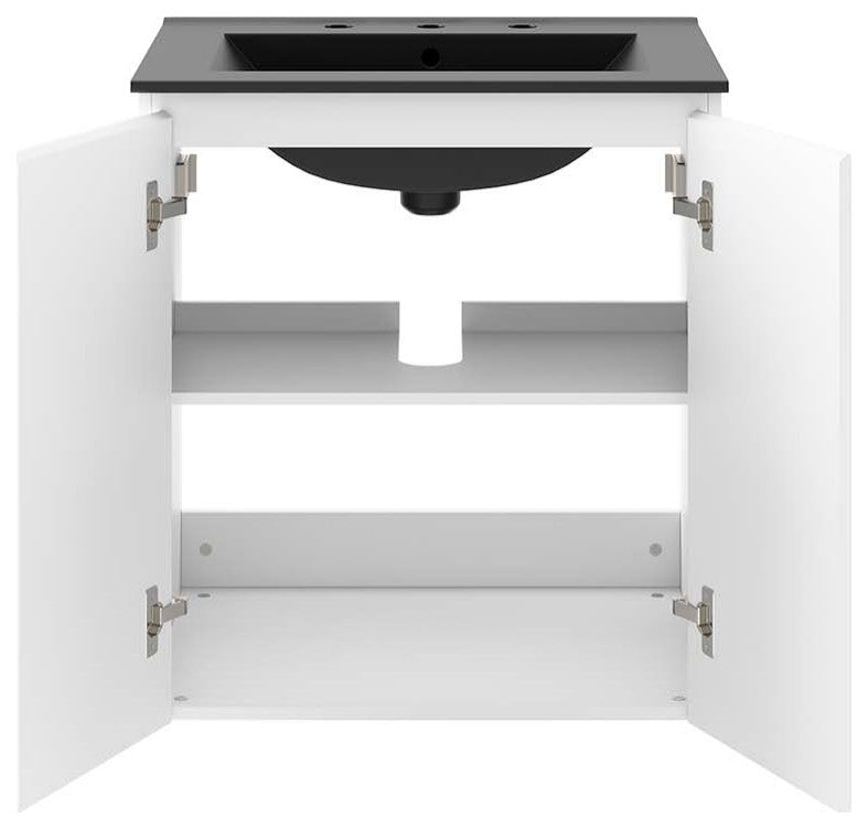Bryn 24" Wall-Mount Bathroom Vanity, White Black