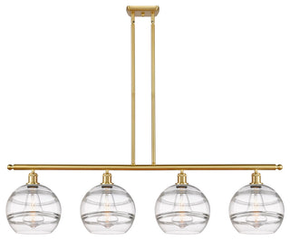 Ballston-Rochester 4-Light 49" Stem Island Light, Satin Gold, Clear