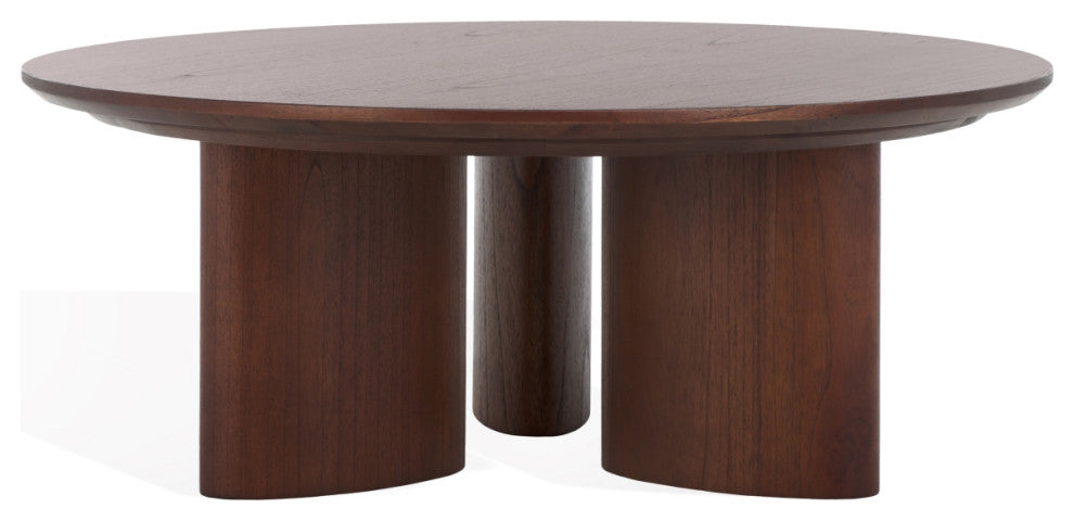 Safavieh Couture Barnard Round Wood Coffee Table, Walnut