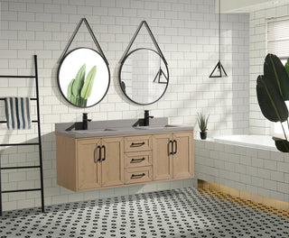 Venice 55" Floating Bathroom Vanity Oak Gray