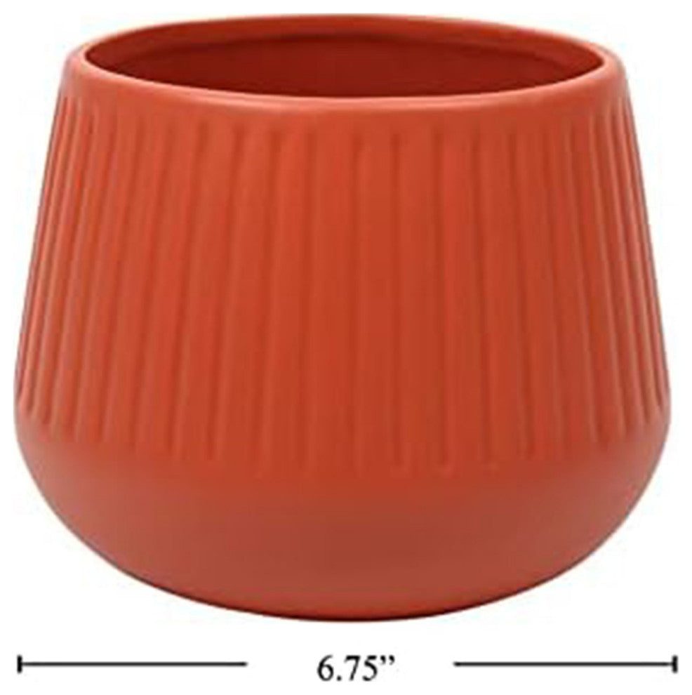 Ceramic Flower & Plant Vase, 6.7"L x 5.5"H x 6.7"W, Red