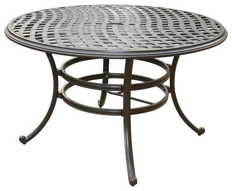 Venice Aluminum 49" Round Dining Table, Espresso Brown